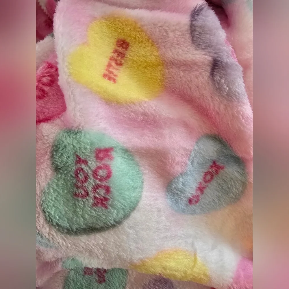 Conversational Hearts Valentine's Day Cozy Plush Microfleece Throw Blanket